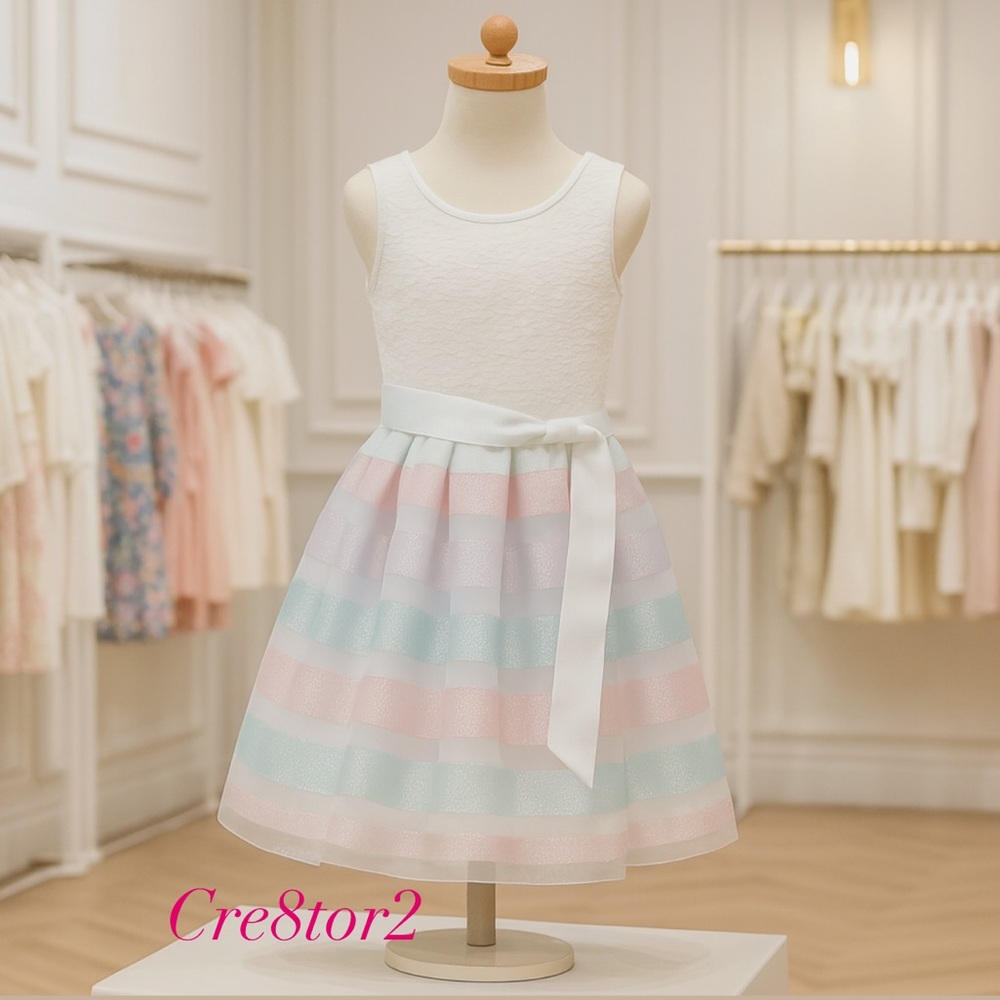 🆕🎀 Children’s Place Beautiful Girls Dress NWT Blue White Pink Gorgeous